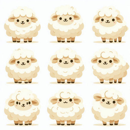 Sheep set. Cute cartoon sheeps. Vector illustration.のイラスト素材