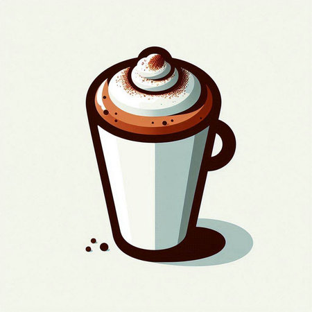Coffee cup with whipped cream on the white background. Vector illustration.のイラスト素材