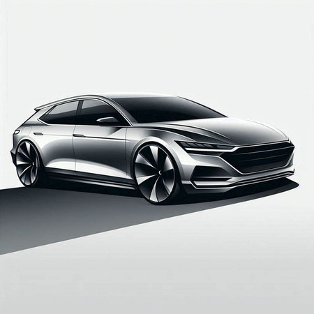 Modern car on a white background. 3d rendering, 3d illustration.