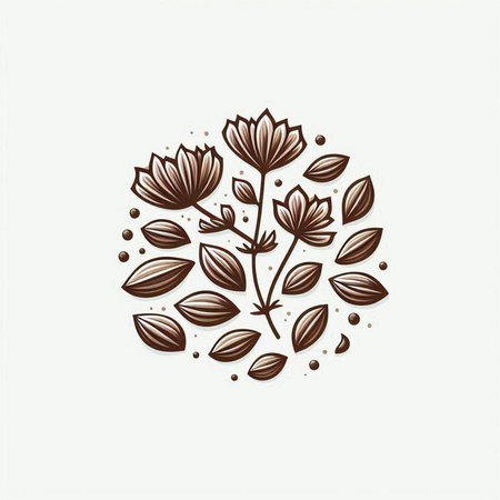 Chocolate flowers. Vector illustration. Isolated on white background.のイラスト素材