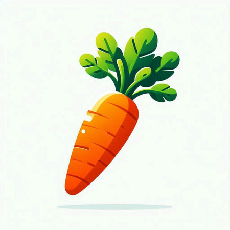 carrot with green leaves on a white background. Vector illustration.のイラスト素材