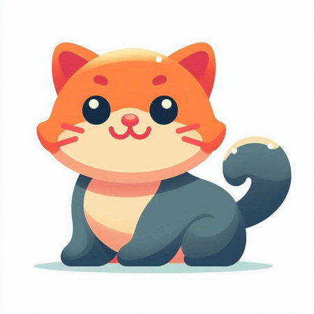 Cute red cat. Cartoon character. Vector illustration on white background.のイラスト素材