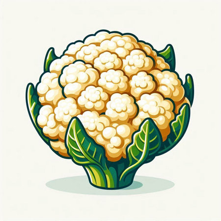 Cauliflower vector illustration. Cauliflower isolated on white backgroundのイラスト素材
