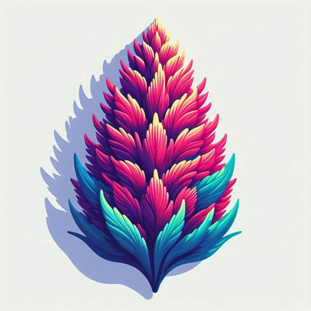 Illustration of a stylized colorful pine tree on a white backgroundのイラスト素材