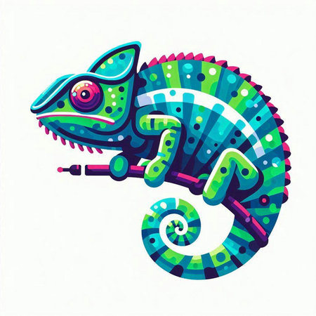 Colorful chameleon on a white background. Vector illustration.のイラスト素材