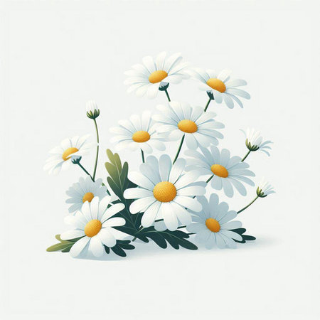 daisies bouquet on a white background. Vector illustration.のイラスト素材