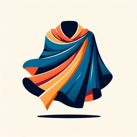 Vector illustration of an abstract mannequin in blue and orange colors.のイラスト素材