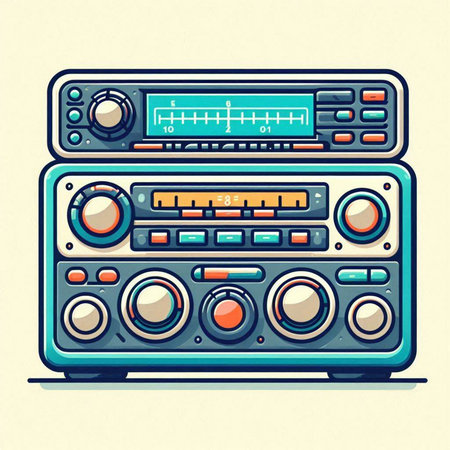 Illustration of retro radio set. Vector illustration in retro style.のイラスト素材