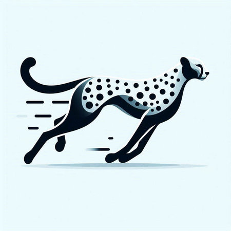 Vector image of a cheetah running on a light blue backgroundのイラスト素材