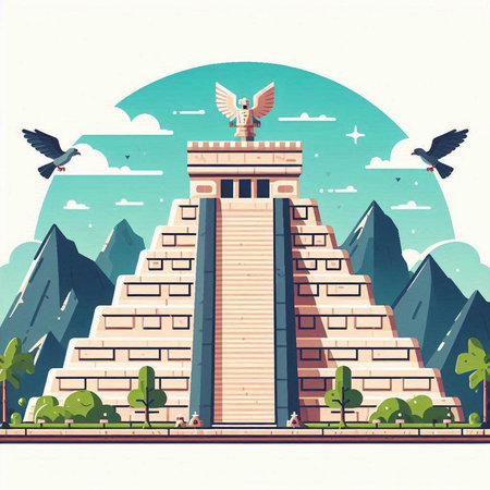 Egyptian pyramids. Vector illustration in retro style. Travel to Egypt.のイラスト素材