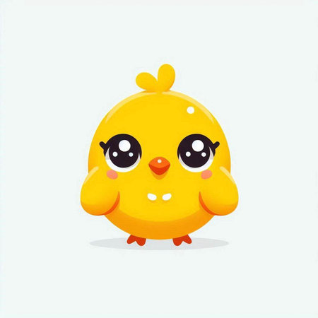 Cute little yellow chicken isolated on white background. Vector illustration.のイラスト素材