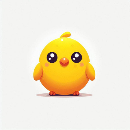 Illustration of Cute Yellow Chick on a White Background - Vectorのイラスト素材