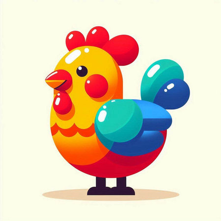 Cute cartoon rooster. Vector illustration on a white background.のイラスト素材