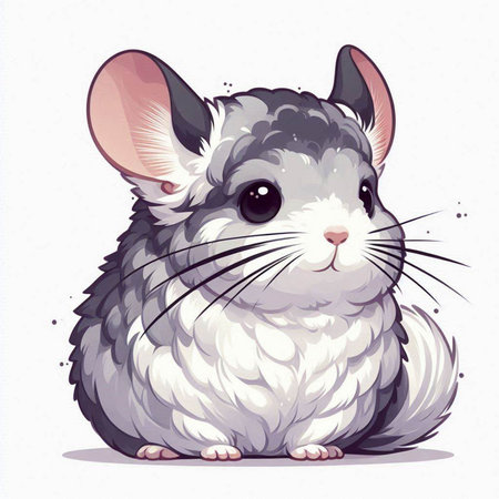 Gray chinchilla isolated on a white background. Vector illustration.のイラスト素材