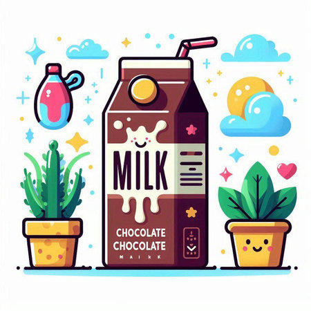 Milk in a plastic bottle. Vector illustration in flat style.のイラスト素材