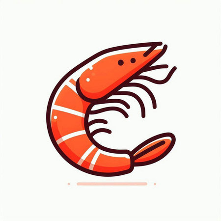 Shrimp icon. Seafood symbol. Vector illustration in flat styleのイラスト素材
