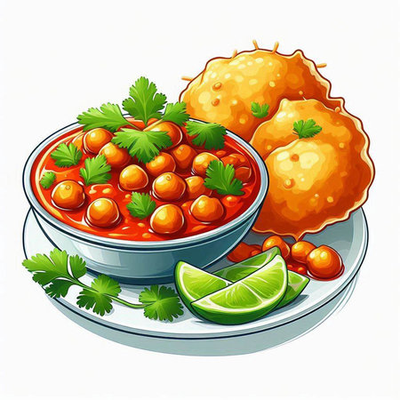 Illustration of a bowl of deep fried chickpeas with limeのイラスト素材