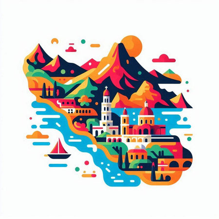 Bolivia travel city scandinavian style vector illustration.のイラスト素材