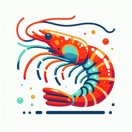 Shrimp. Hand drawn vector illustration in doodle style.のイラスト素材