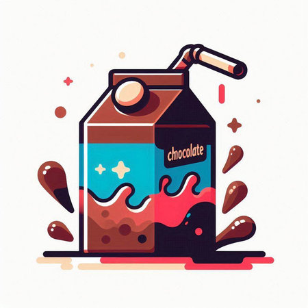 Milk carton with splashes and drops. Vector illustration.のイラスト素材