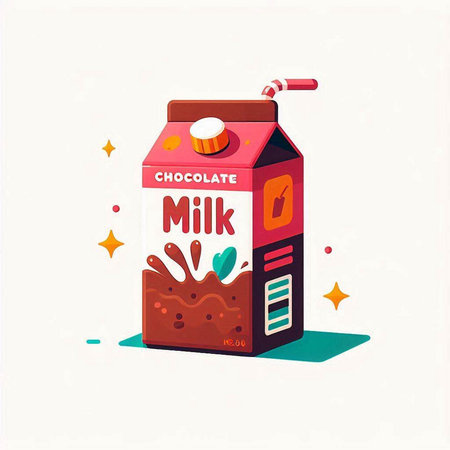 Illustration of a milk carton full of milk. Vector illustration.のイラスト素材