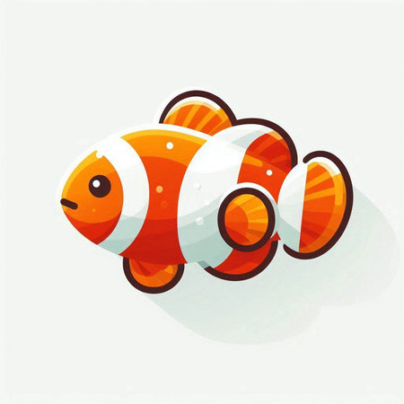 Cute cartoon clownfish isolated on white background. Vector illustration.のイラスト素材