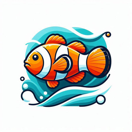 Clown fish in the sea, vector illustration. Cartoon character.のイラスト素材