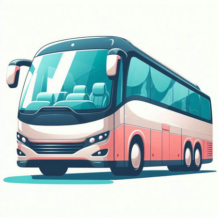 Vector illustration of a bus on a white background. Front view.のイラスト素材