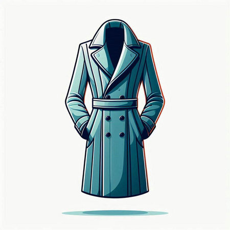 Vector illustration of a coat in blue color on a white background.のイラスト素材