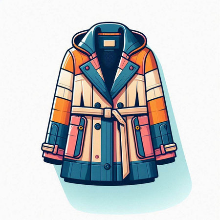 Vector illustration of a winter jacket on a white background. Cartoon style.のイラスト素材