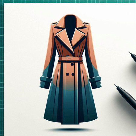Fashionable women's coat with a hood. 3d illustration.のイラスト素材
