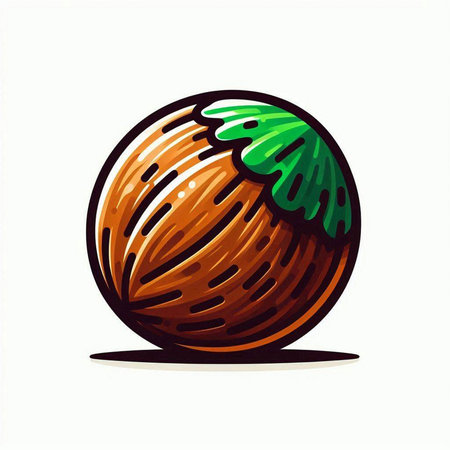 Vector illustration of a coconut in cartoon style. Isolated on white background.のイラスト素材