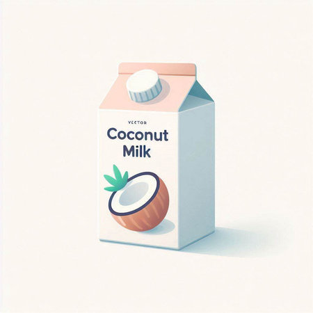 Coconut milk in a carton box. Vector illustration.のイラスト素材