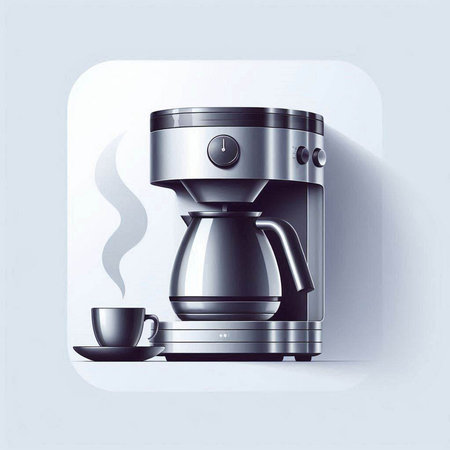 Coffee maker with cup of coffee on white background. Vector illustration.のイラスト素材