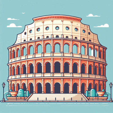 Colosseum in Rome, Italy. Vintage vector illustration.のイラスト素材