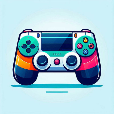 Retro videogame controller in flat style. Gamepad vector illustrationのイラスト素材