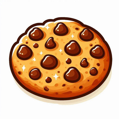 Chocolate chip cookie isolated on a white background. Vector illustration.のイラスト素材