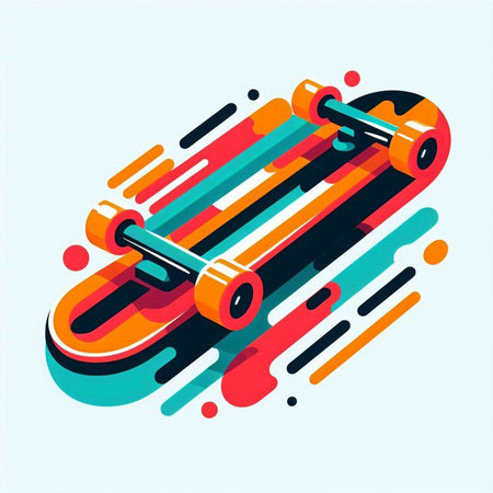 Skateboard colorful icon. Vector illustration with long shadow effect.のイラスト素材