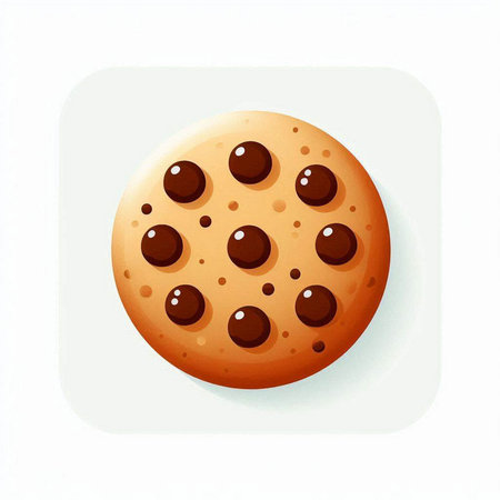 Chocolate chip cookie isolated on white background. Hand drawn vector illustration.のイラスト素材