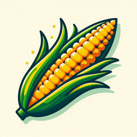 Illustration of a ripe corn on a white background, vector illustrationのイラスト素材