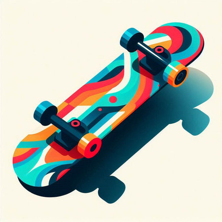 Skateboard in retro style. Vector illustration. Eps 10.のイラスト素材
