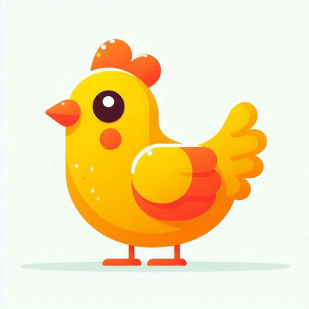 Cute cartoon chicken. Vector illustration in a flat style on a white background.のイラスト素材