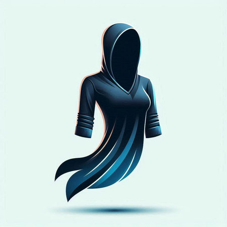Silhouette of a muslim woman in hijab. Vector illustrationのイラスト素材