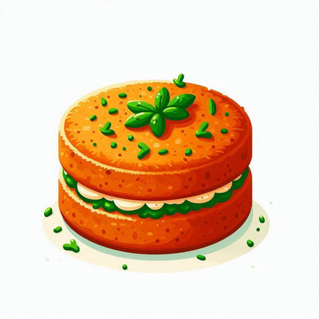 Vector illustration of a hamburger with cheese and greens on a white backgroundのイラスト素材