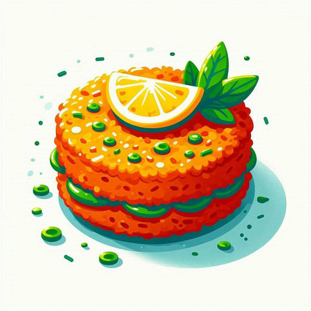 Cake with lemon and mint on a white background. Vector illustration.のイラスト素材