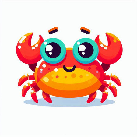 Cute cartoon crab. Vector illustration. Isolated on white background.のイラスト素材