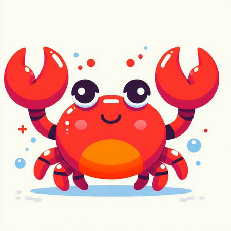 Cute hand drawn crab. Vector illustration in doodle style.のイラスト素材