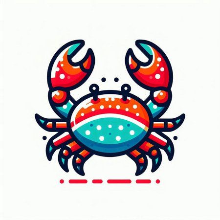 Cute cartoon crab. Vector illustration of a red crab on a white background.のイラスト素材