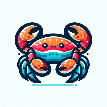 Cute cartoon red crab isolated on white background. Vector illustration.のイラスト素材