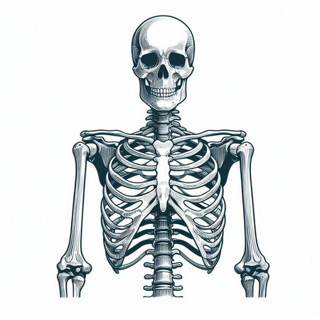 Human skeleton isolated on white background. Vector illustration. Eps 10.のイラスト素材